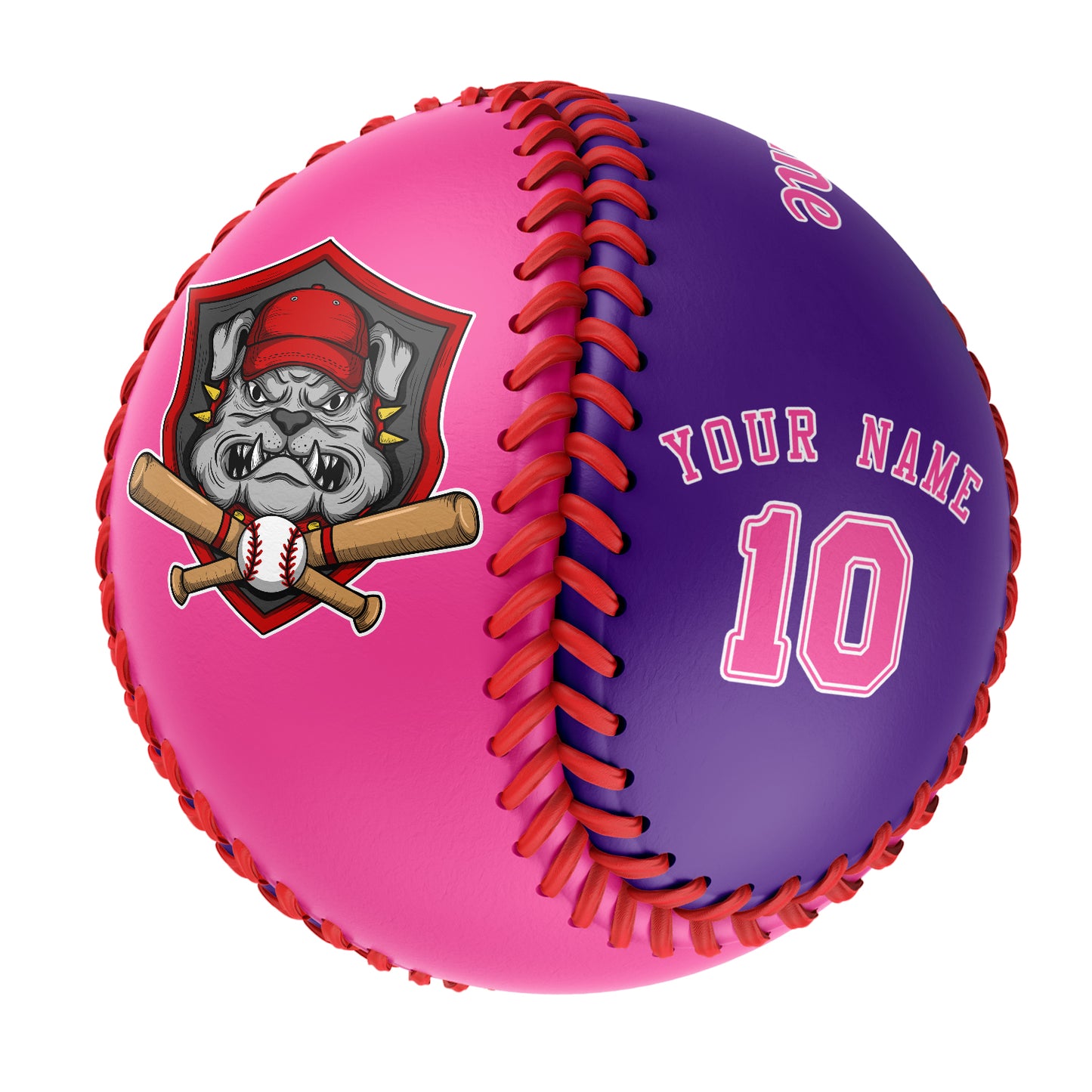 Custom Pink Purple Half Leather Pink Authentic Baseballs