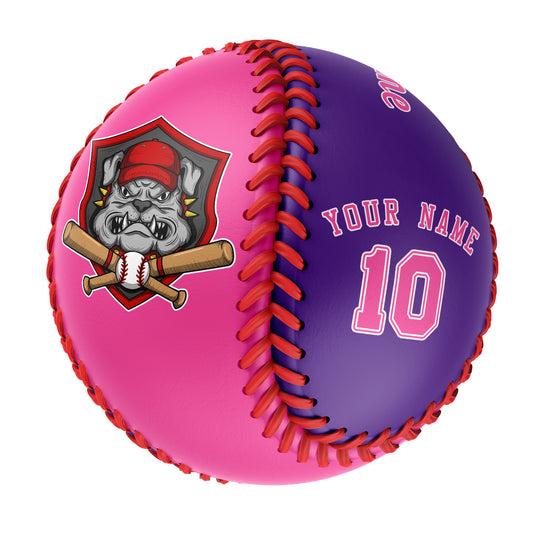 Custom Pink Purple Half Leather Pink Authentic Baseballs