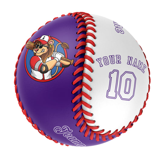 Custom Purple White Half Leather White Authentic Baseballs