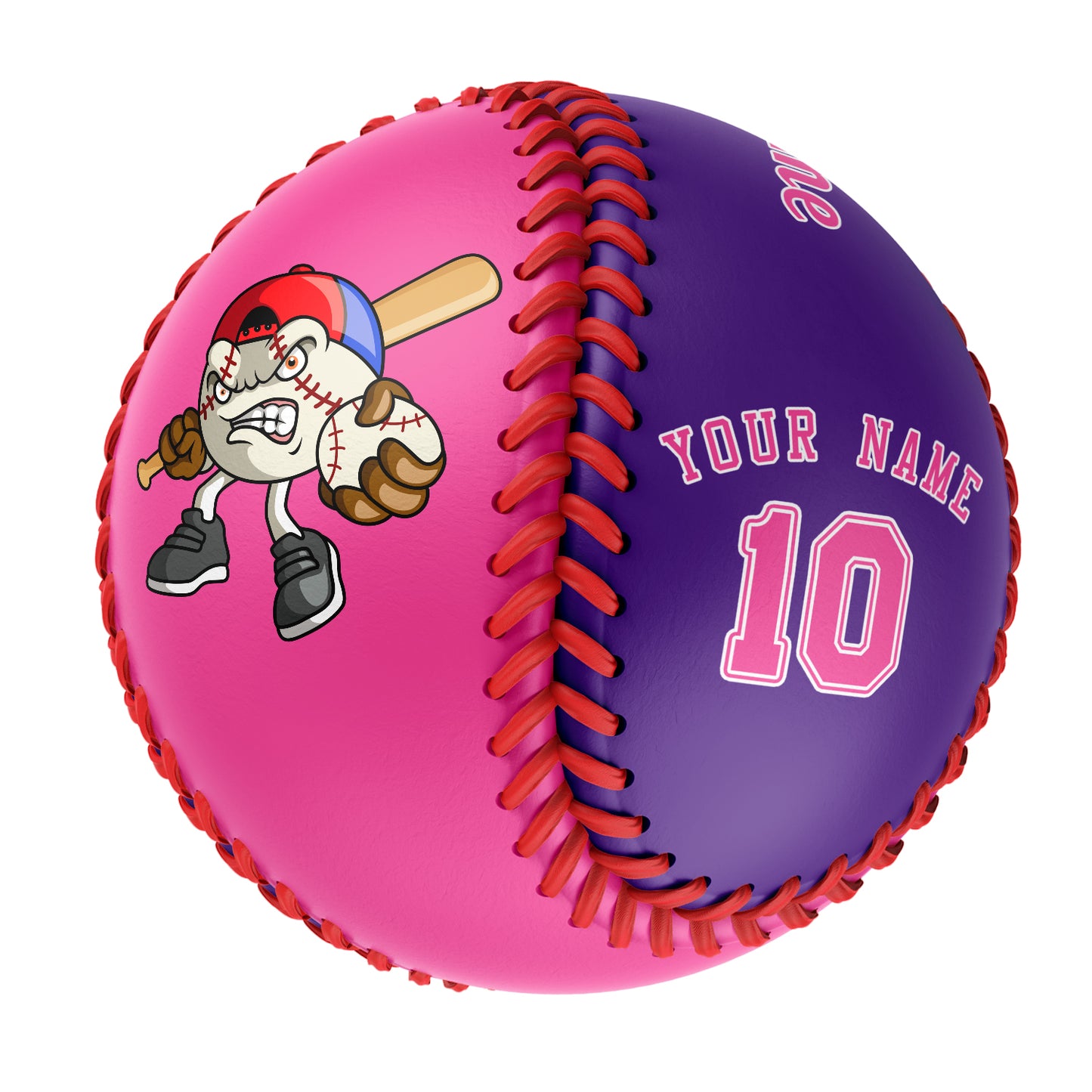 Custom Pink Purple Green Half Leather Pink Authentic Baseballs