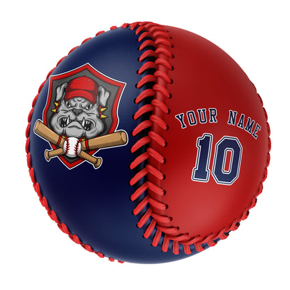 Custom Navy Red Half Leather Navy Authentic Baseballs