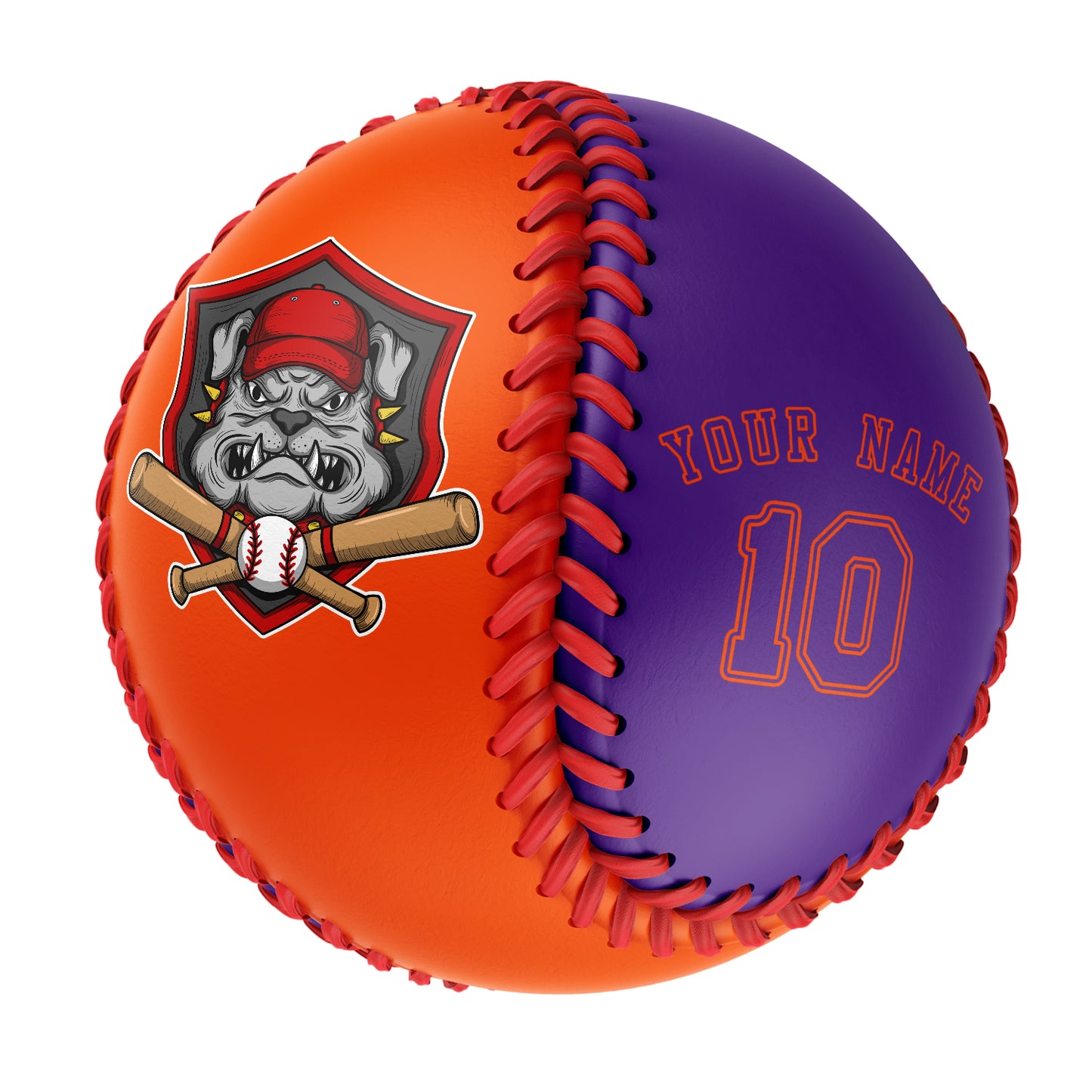 Custom Orange Purple Half Leather Purple Authentic Baseballs