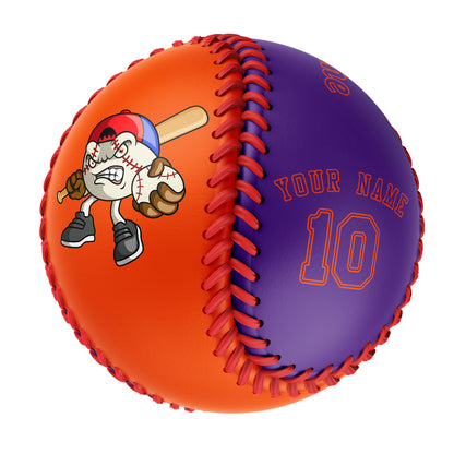 Custom Orange Purple Half Leather Purple Authentic Baseballs