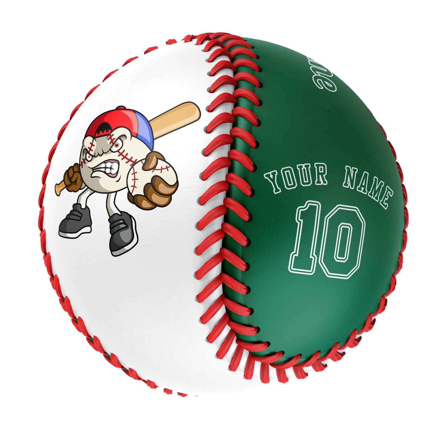 Custom White Kelly Green Half Leather Kelly Green Authentic Baseballs