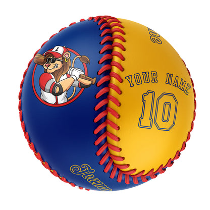 Custom Royal Gold Half Leather Gold Authentic Baseballs