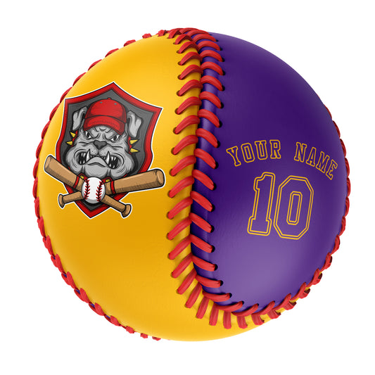 Custom Gold Purple Half Leather Purple Authentic Baseballs