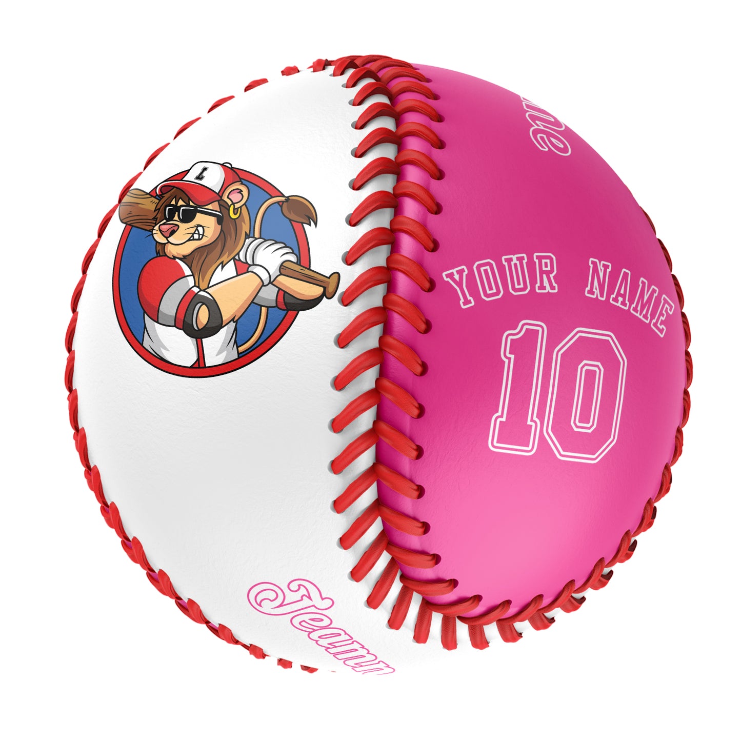 Custom White Pink Half Leather Pink Authentic Baseballs