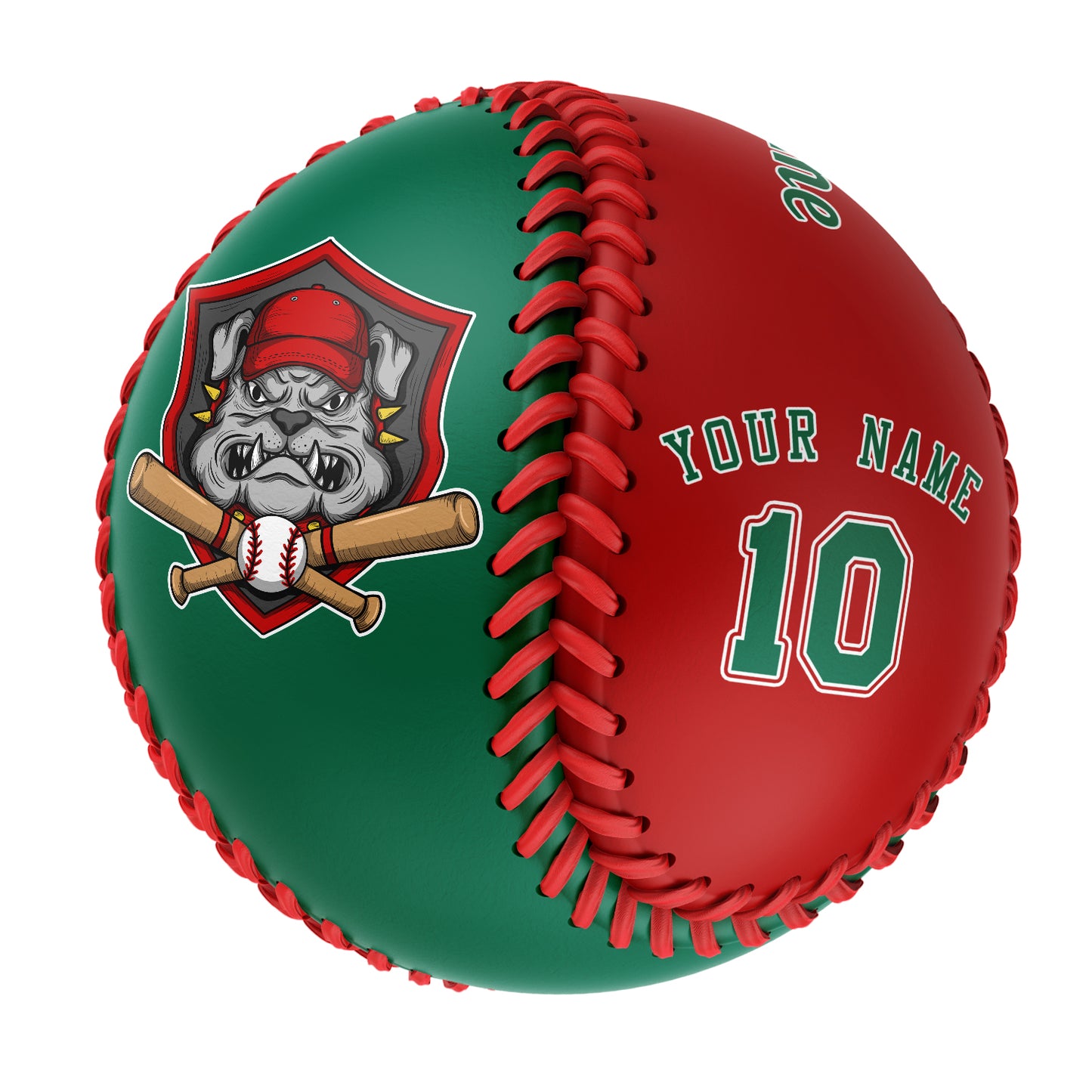 Custom Kelly Green Red Half Leather Kelly Green Authentic Baseballs