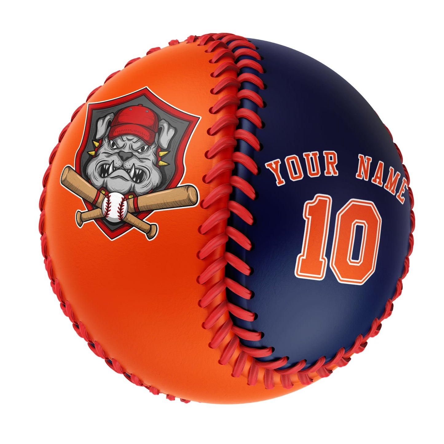 Custom Orange Navy Half Leather Orange Authentic Baseballs