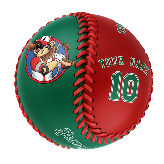 Custom Kelly Green Red Half Leather Kelly Green Authentic Baseballs