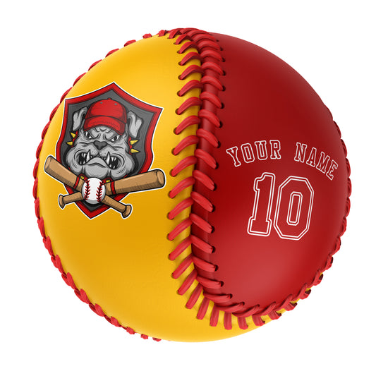 Custom Gold Red Half Leather Red Authentic Baseballs