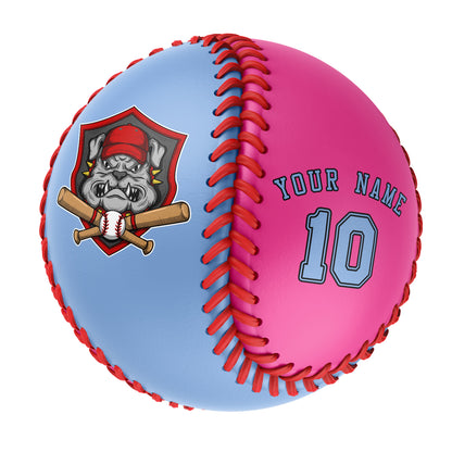 Custom Blue Pink Half Leather Blue Authentic Baseballs