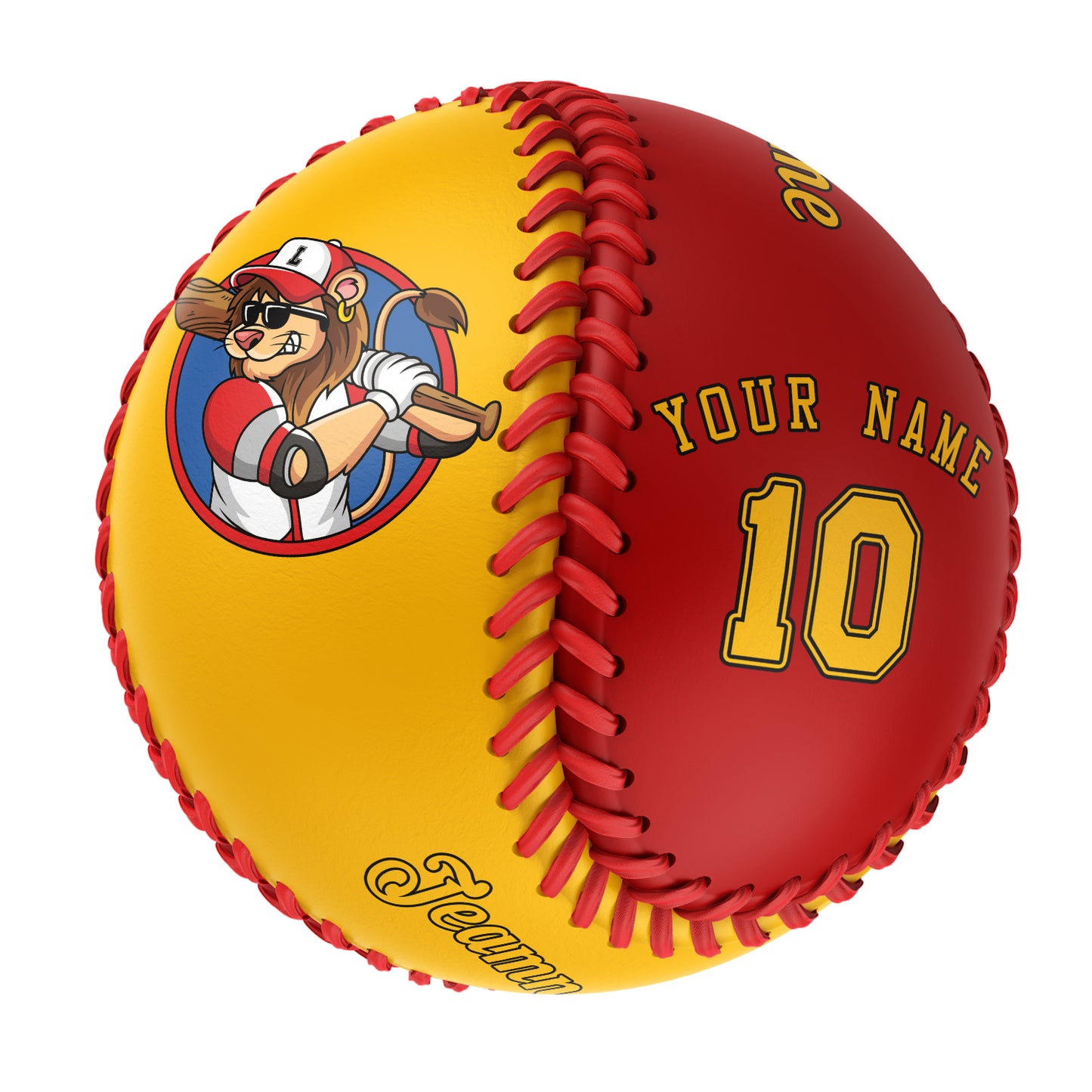 Custom Gold Red Half Leather Gold Authentic Baseballs