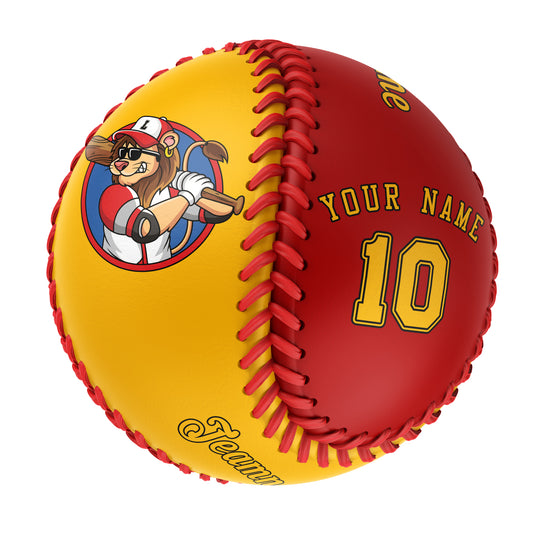 Custom Gold Red Half Leather Gold Authentic Baseballs