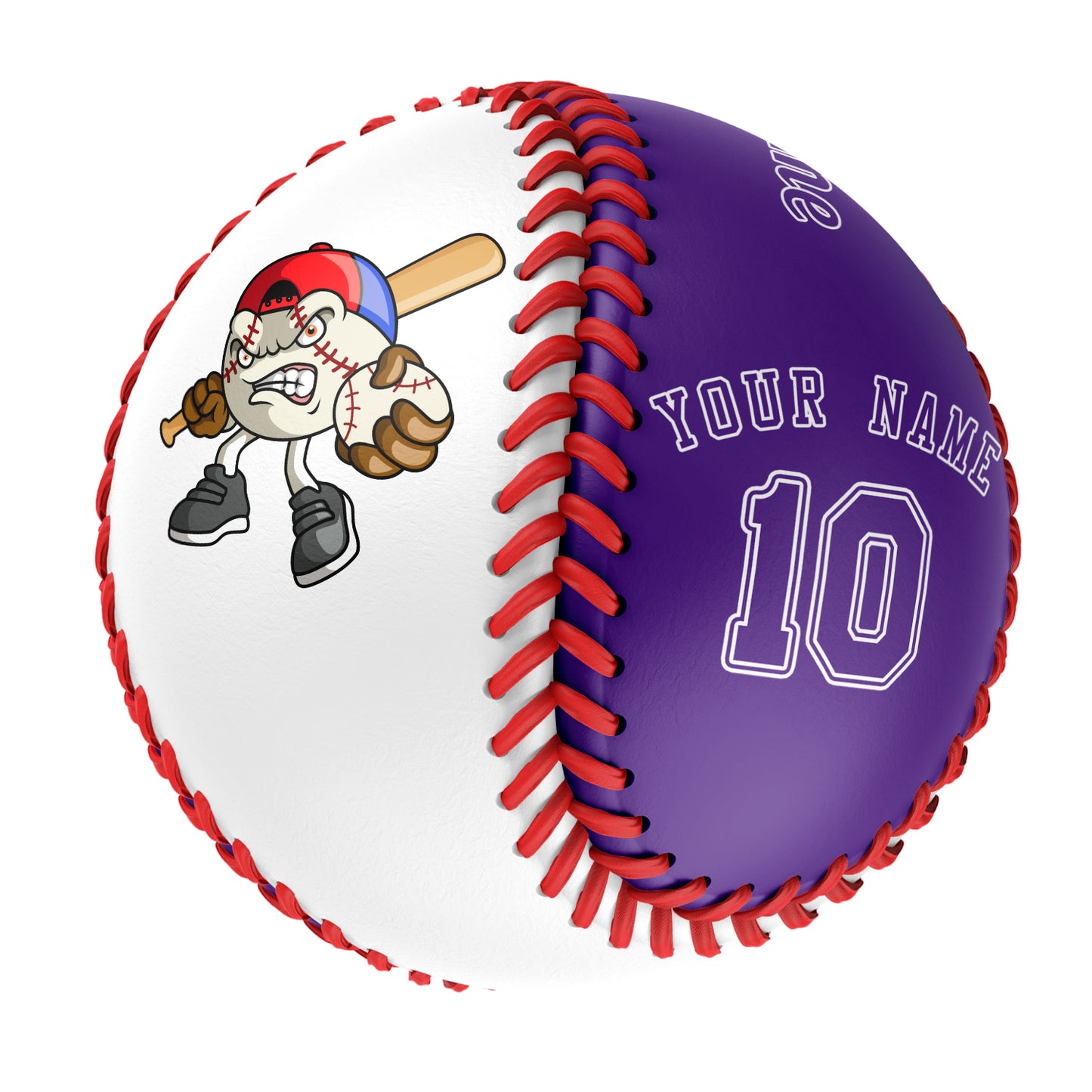 Custom White Purple Half Leather Purple Authentic Baseballs