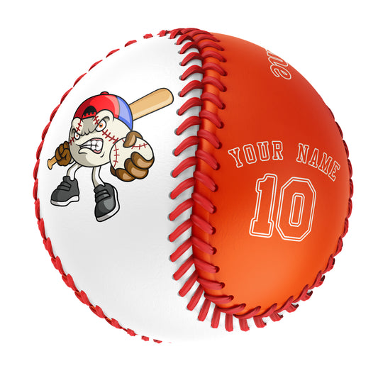 Custom White Orange Half Leather Orange Authentic Baseballs