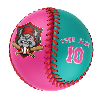 Custom Pink Aqua Half Leather Pink Authentic Baseballs