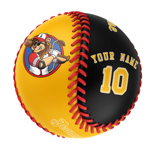 Custom Gold Black Half Leather Gold Authentic Baseballs