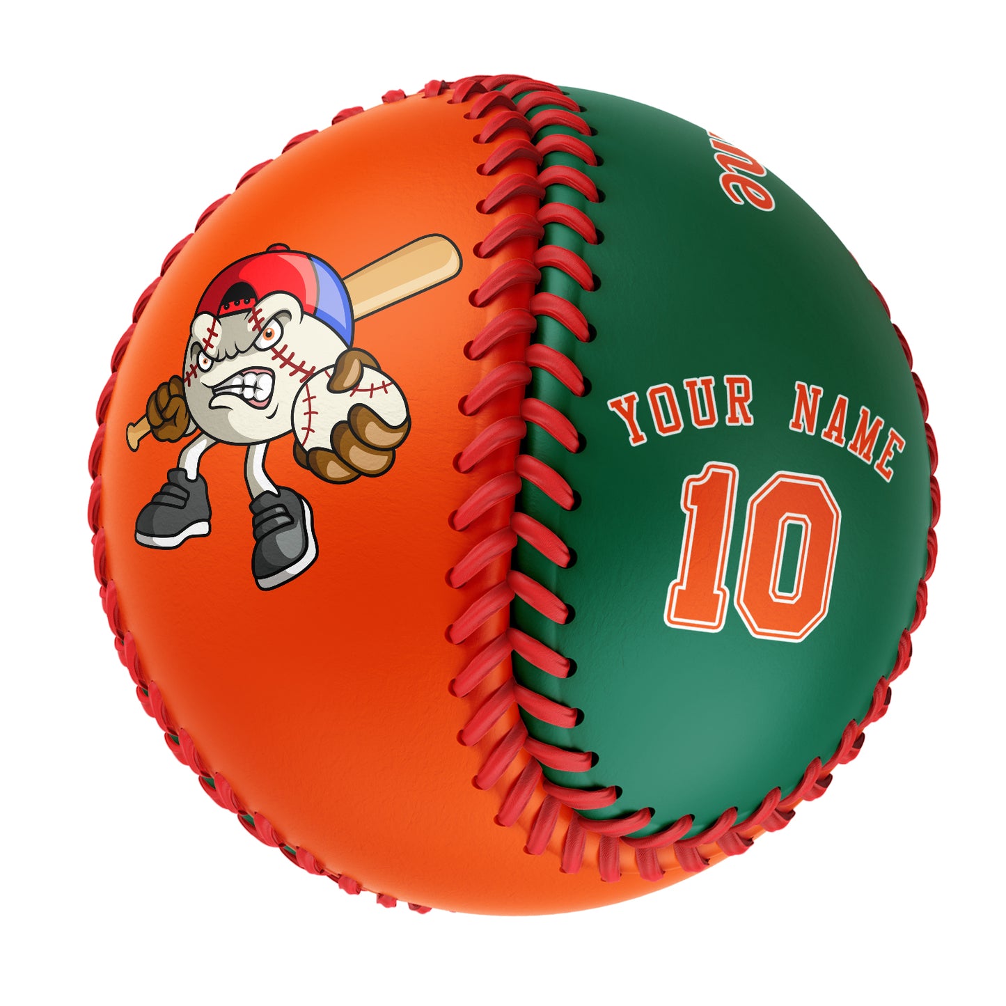 Custom Orange Kelly Green Half Leather Orange Authentic Baseballs