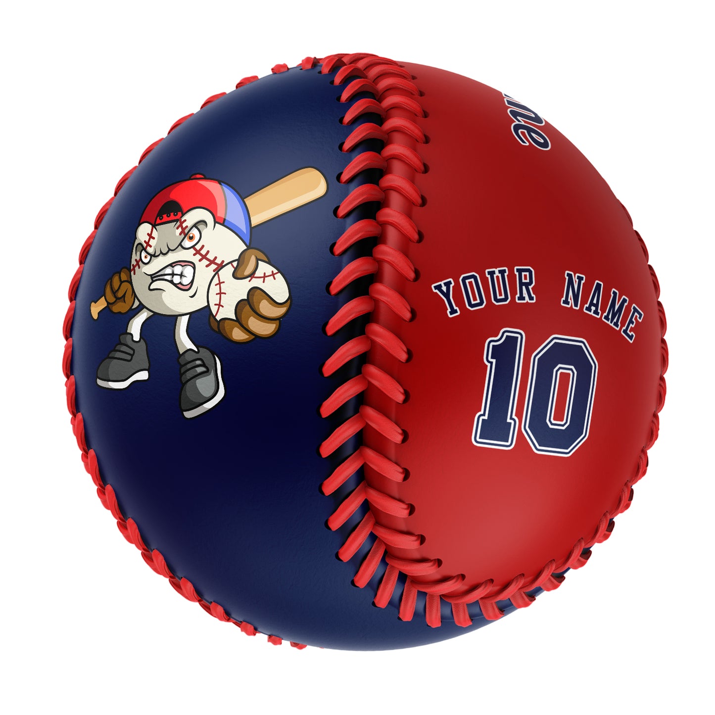 Custom Navy Red Half Leather Navy Authentic Baseballs