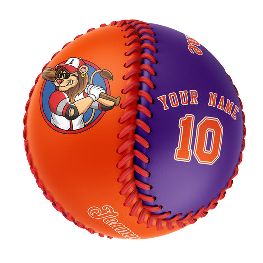 Custom Orange Purple Half Leather Orange Authentic Baseballs