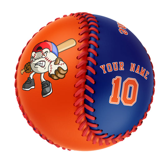 Custom Orange Royal Half Leather Orange Authentic Baseballs