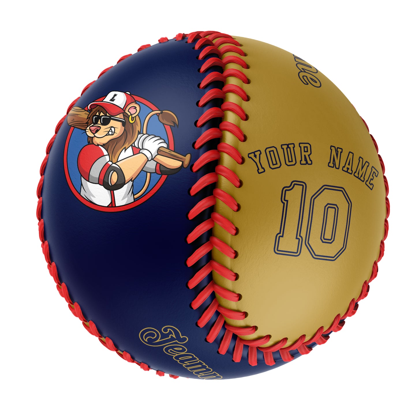 Custom Navy Old Gold Half Leather Old Gold Authentic Baseballs