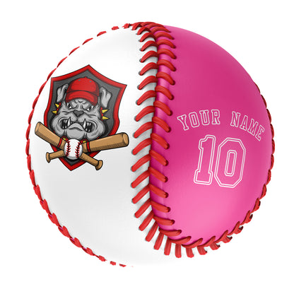 Custom White Pink Half Leather Pink Authentic Baseballs