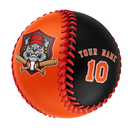 Custom Orange Black Half Leather Orange Authentic Baseballs