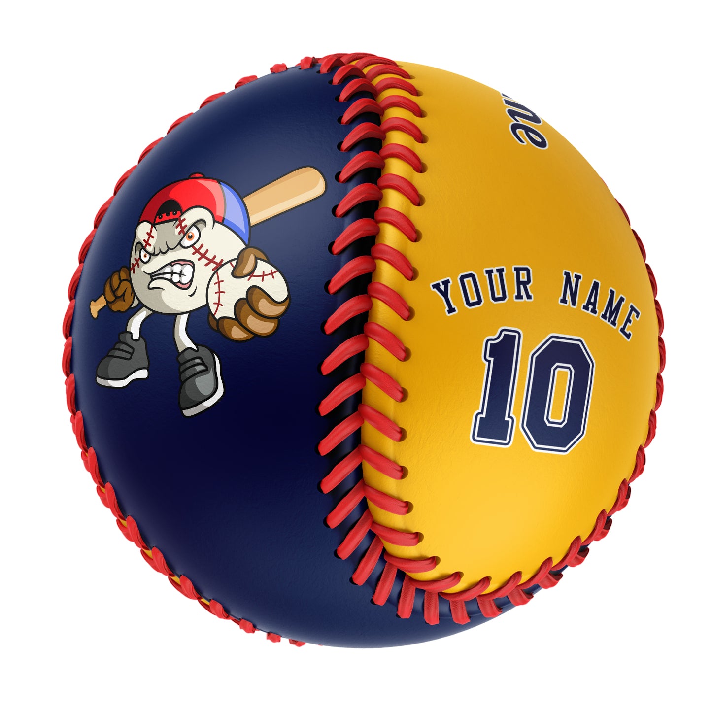 Custom Navy Gold Half Leather Navy Authentic Baseballs