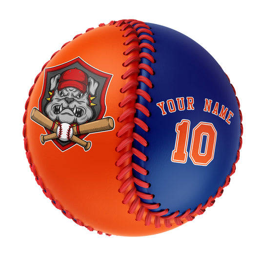 Custom Orange Royal Half Leather Orange Authentic Baseballs