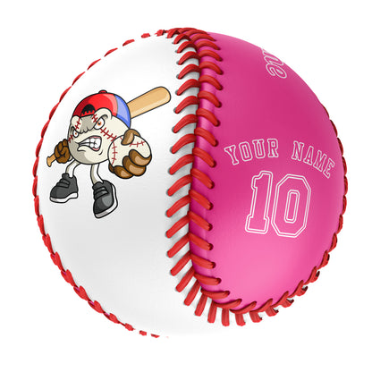 Custom White Pink Half Leather Pink Authentic Baseballs