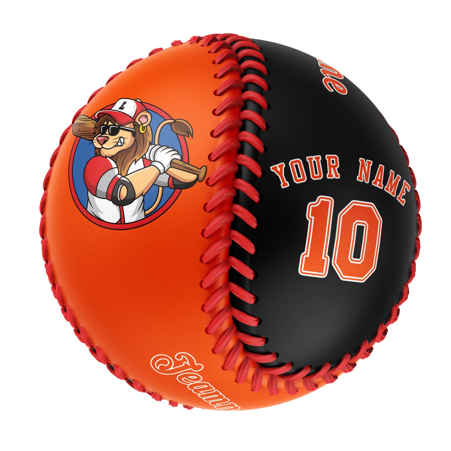 Custom Orange Black Half Leather Orange Authentic Baseballs