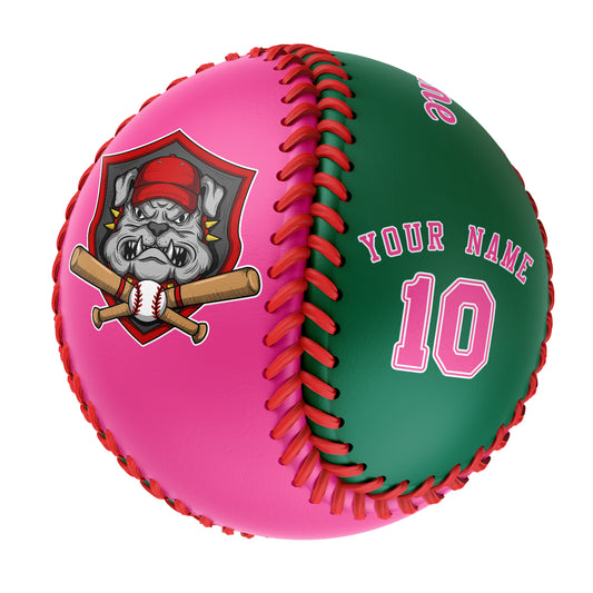 Custom Pink Kelly Green Half Leather Pink Authentic Baseballs