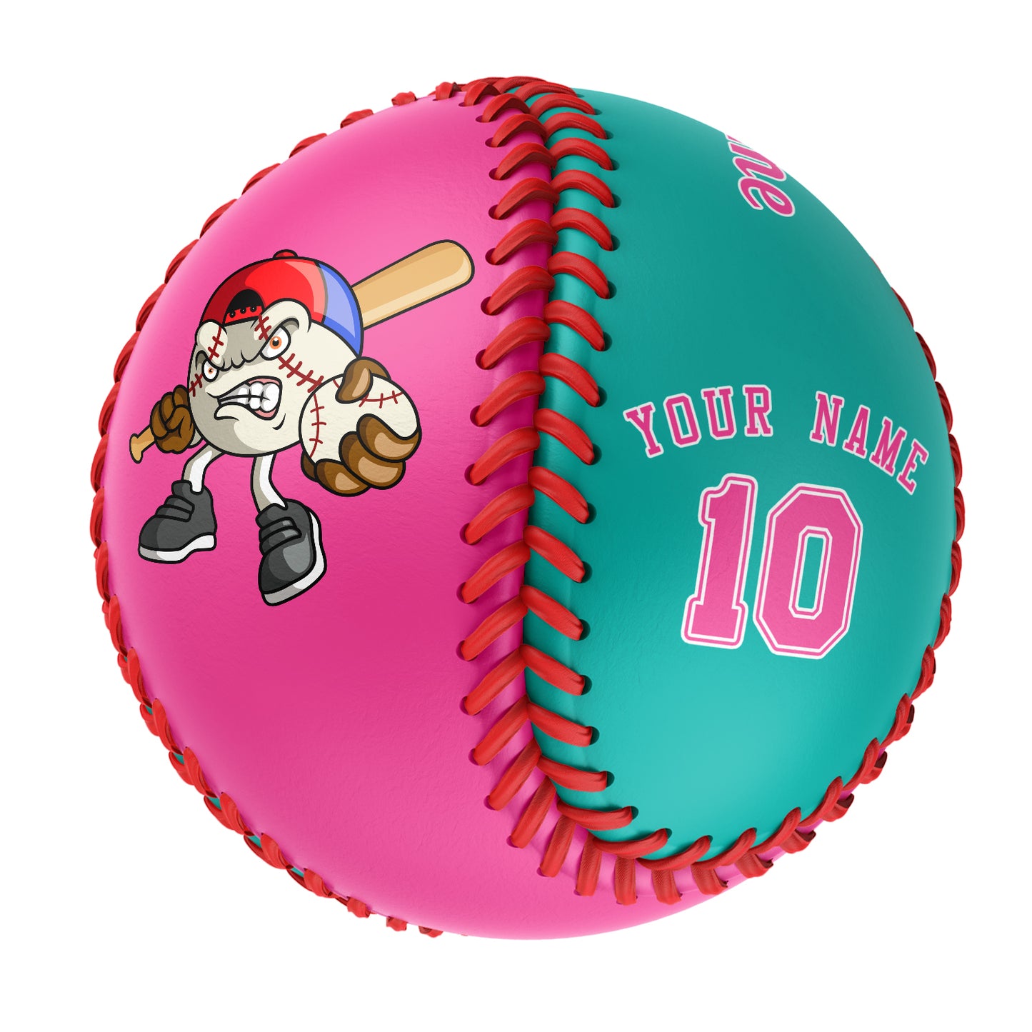 Custom Pink Aqua Half Leather Pink Authentic Baseballs