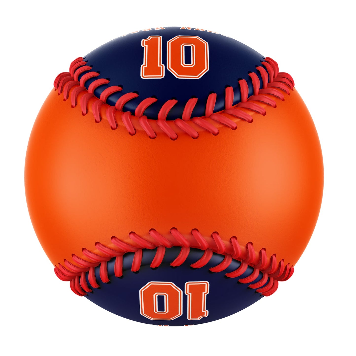 Custom Orange Navy Half Leather Orange Authentic Baseballs