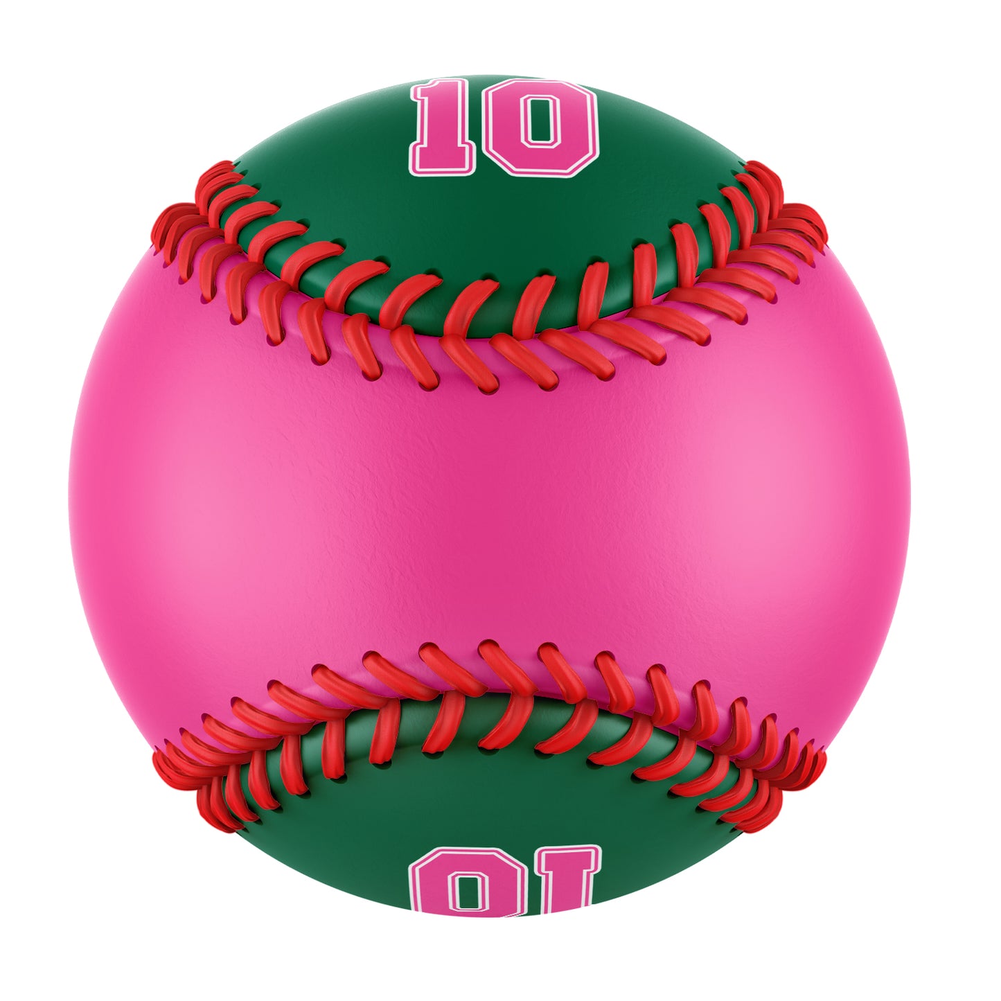 Custom Pink Kelly Green Half Leather Pink Authentic Baseballs