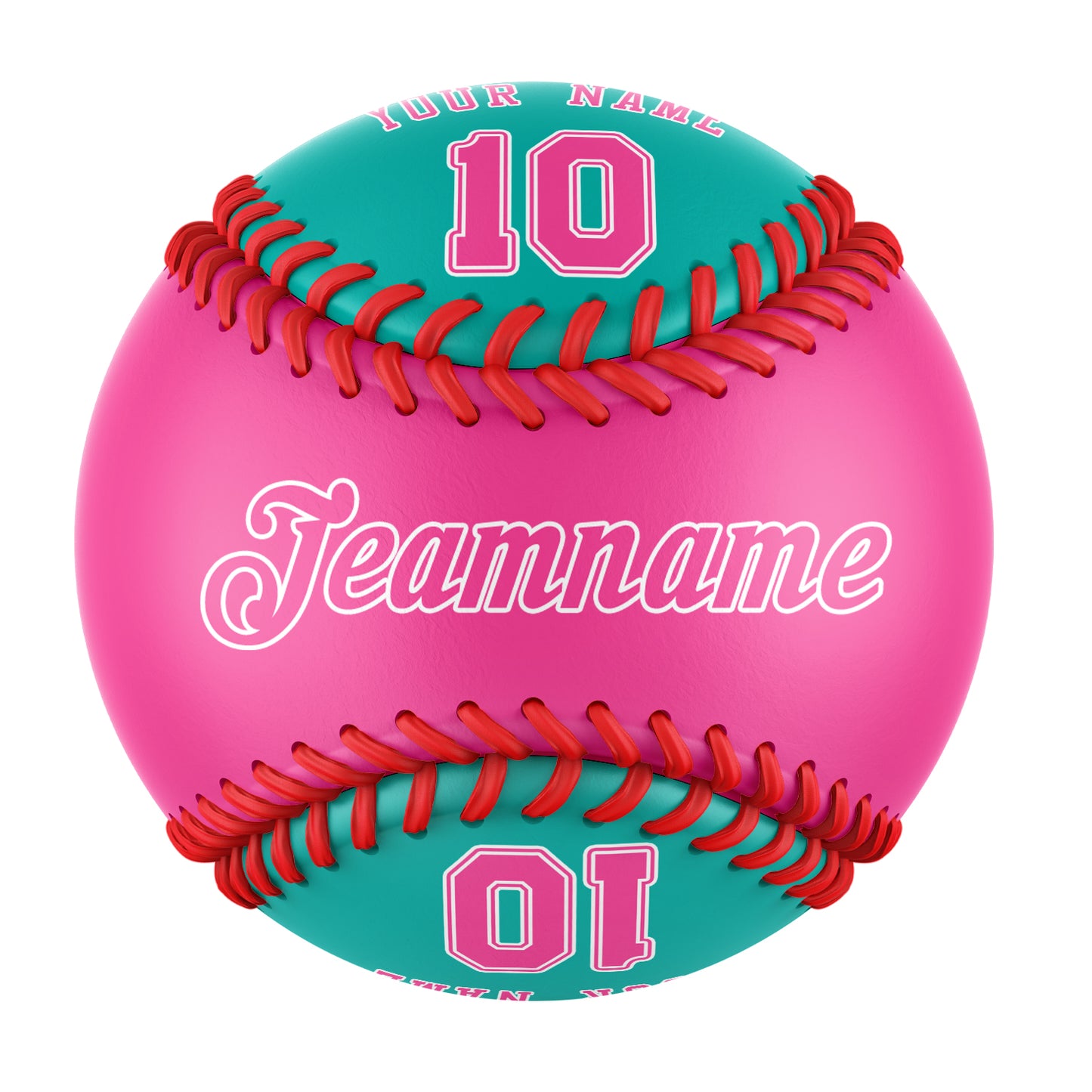 Custom Pink Aqua Half Leather Pink Authentic Baseballs