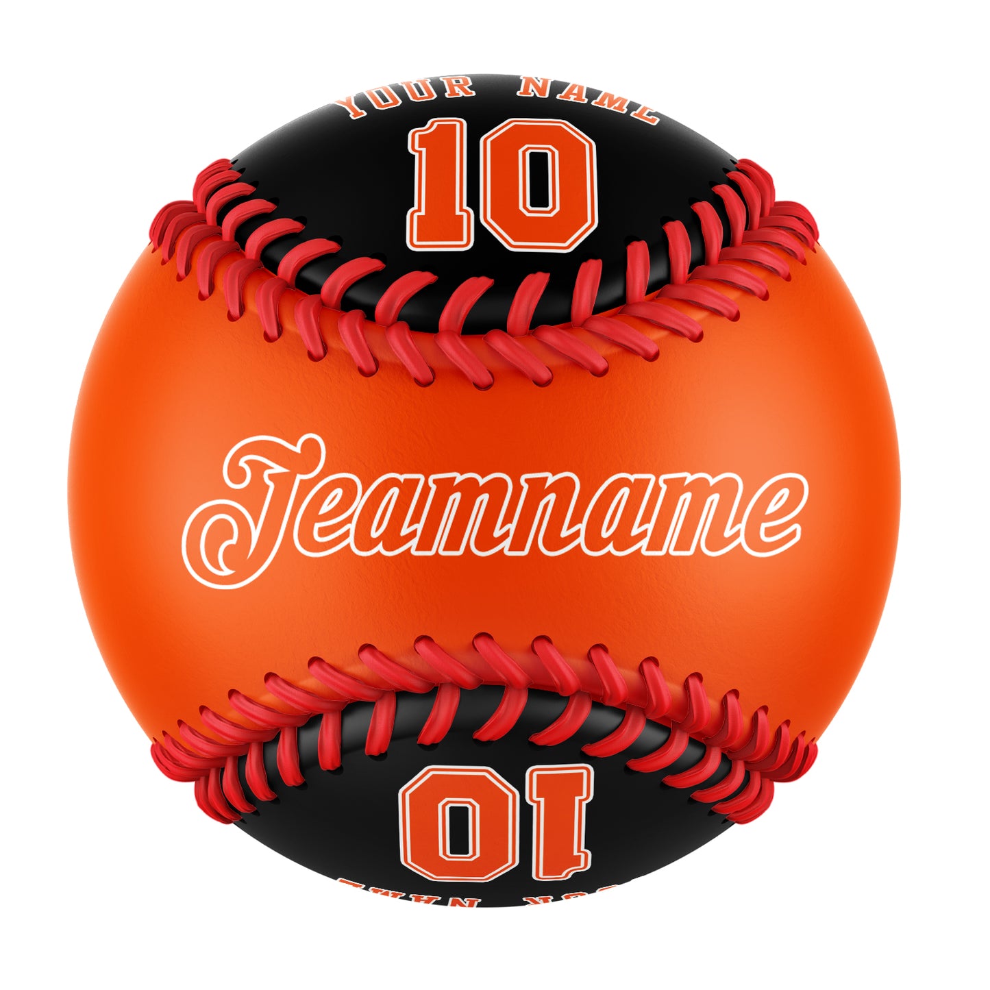 Custom Orange Black Half Leather Orange Authentic Baseballs