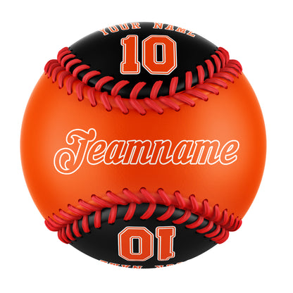 Custom Orange Black Half Leather Orange Authentic Baseballs