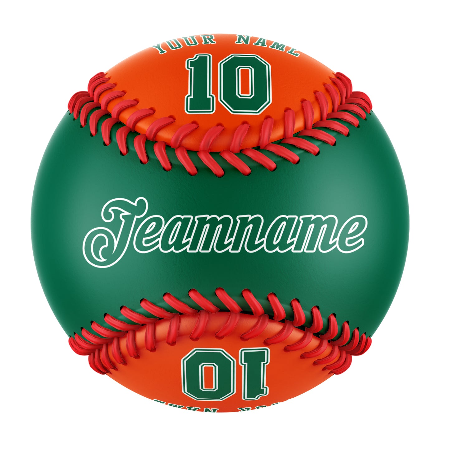 Custom Kelly Green Orange Half Leather Orange Authentic Baseballs