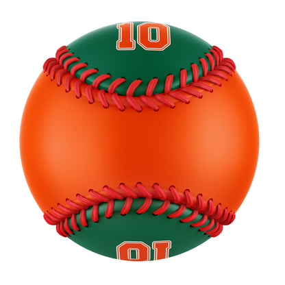 Custom Orange Kelly Green Half Leather Orange Authentic Baseballs