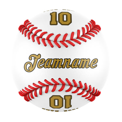 Custom White Leather Old Gold Authentic Baseballs