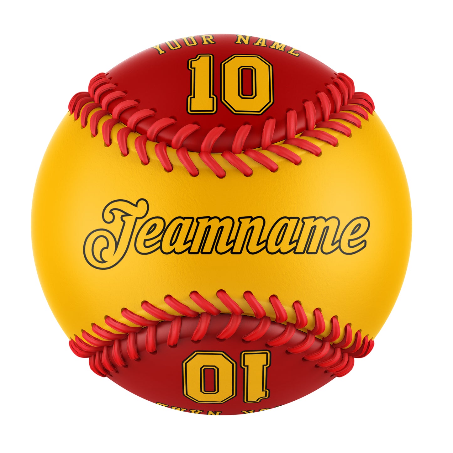 Custom Gold Red Half Leather Gold Authentic Baseballs