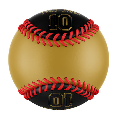 Custom Old Gold Black Split Half Leather Black Authentic Baseballs