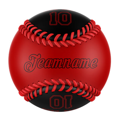 Custom Red Black Half Leather Black Authentic Baseballs