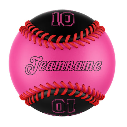 Custom Pink Black Half Leather Black Authentic Baseballs