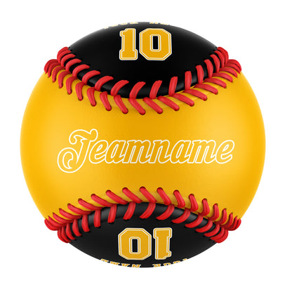 Custom Gold Black Half Leather Gold Authentic Baseballs