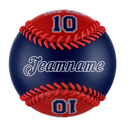 Custom Navy Red Half Leather Navy Authentic Baseballs