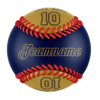 Custom Navy Old Gold Half Leather Old Gold Authentic Baseballs